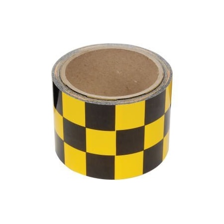 Top Tape And Label INCOM Checkerboard Hazard Tape - Yellow/Black, 3"W x 54'L, 1 Roll LCB310